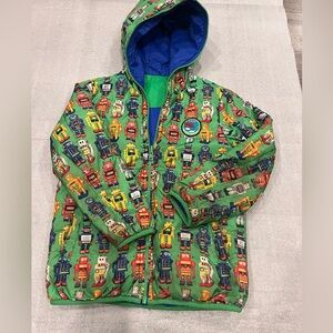 [10-12]Camkids Colorful Robot Print Hooded Reversible Lightweight Jacket